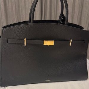 Black Designer Leather Tote Bag